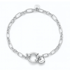 Sterling Silver Polished Heart Bracelet