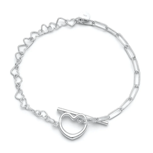 Load image into Gallery viewer, Sterling Silver Polished Paperclip Heart Bracelet