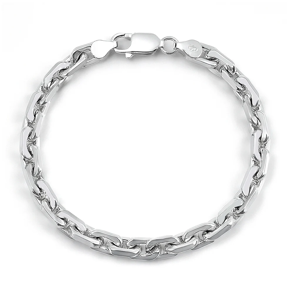 Sterling Silver Polished Thick Anchor Chain Bracelet