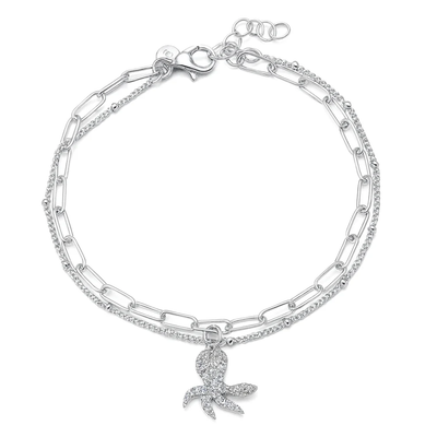 Sterling Silver Polished Octopus CZ Bracelet