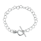 Sterling Silver Polished Heart Toggle Bracelet