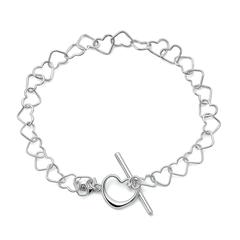 Sterling Silver Polished Heart Toggle Bracelet