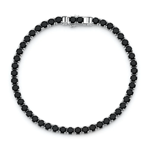 Load image into Gallery viewer, Sterling Silver Polished Black CZ Tennis Bracelet