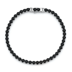 Sterling Silver Polished Black CZ Tennis Bracelet