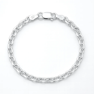 Sterling Silver Polished Faceted Rolo Bracelet