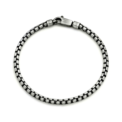 Sterling Silver Gunmetal Round Box Chain Bracelet