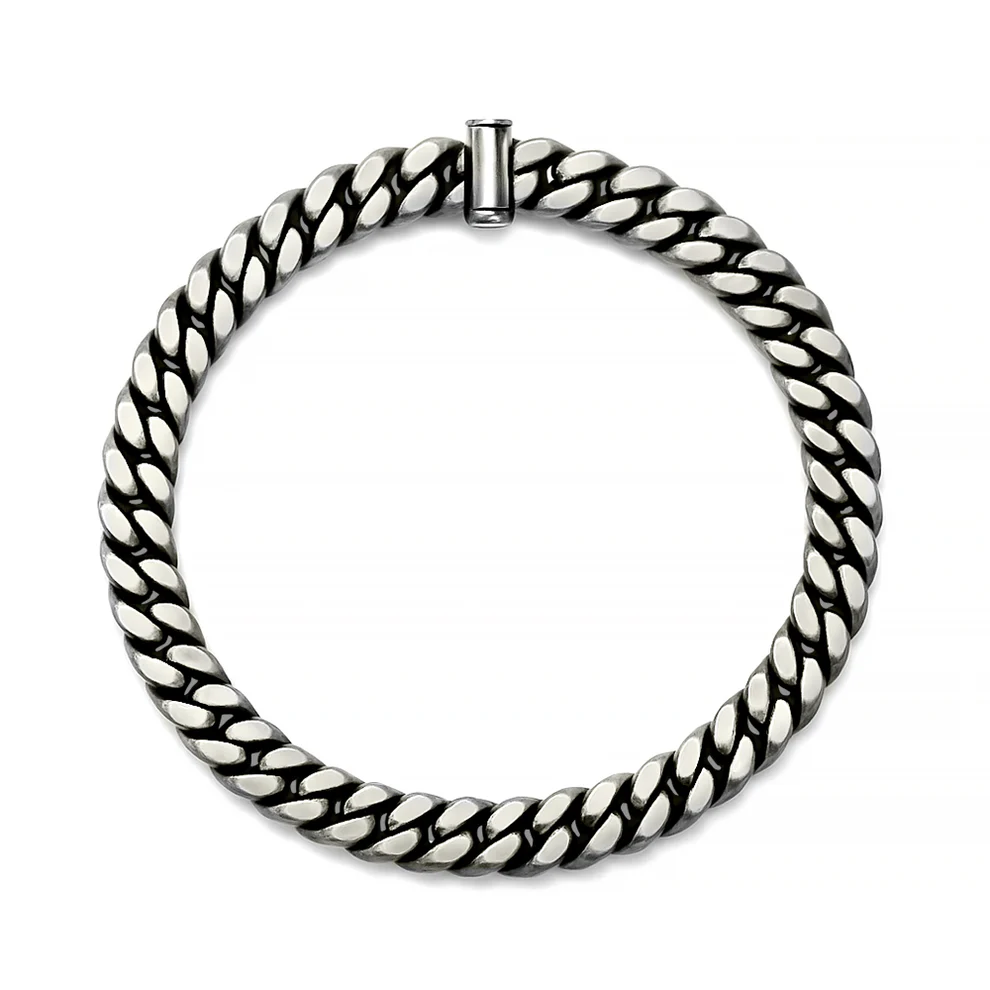 Sterling Silver Gunmetal Curb Chain Bracelet