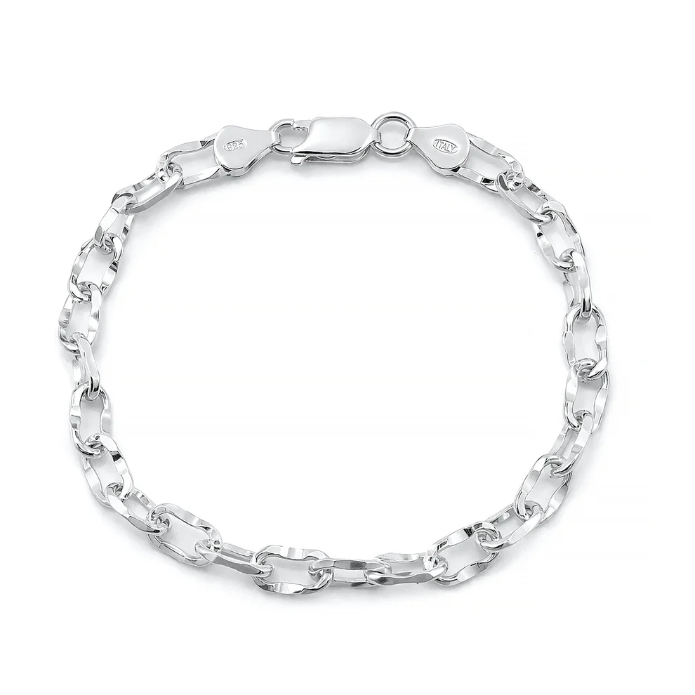 Sterling Silver Polished Oval Chain Bracelet