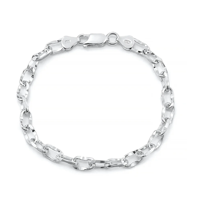 Sterling Silver Polished Oval Chain Bracelet