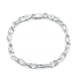 Sterling Silver Polished Oval Chain Bracelet
