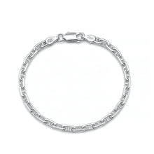 Load image into Gallery viewer, Sterling Silver Polished And Anti Tarnish Beveled Mariner Anchor Chain Bracelet