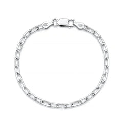 Sterling Silver Polished Beveled Paperclip Chain Bracelet