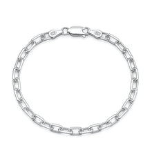 Load image into Gallery viewer, Sterling Silver Anti Tarnish 120-4.4mm Beveled Edge Oval Chain Bracelet