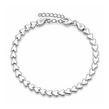 Load image into Gallery viewer, Sterling Silver Polished And Anti Tarnish Hearts Bracelet