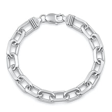 Load image into Gallery viewer, Sterling Silver Anti Tarnish 250 Beveled Edge Oval Link Bracelet