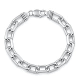 Sterling Silver Anti Tarnish 250 Beveled Edge Oval Link Bracelet