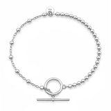 Sterling Silver Anti Tarnish Toggle Closure Bead Bracelet