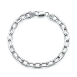 Sterling Silver Polished And Anti Tarnish 200 Thick Oval Beveled Edge Link Bracelet