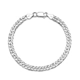 Sterling Silver Anti Tarnish 100-5.6mm Double Link Rombo Bracelet