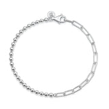Sterling Silver Anti Tarnish 060 Bead And Link Bracelet