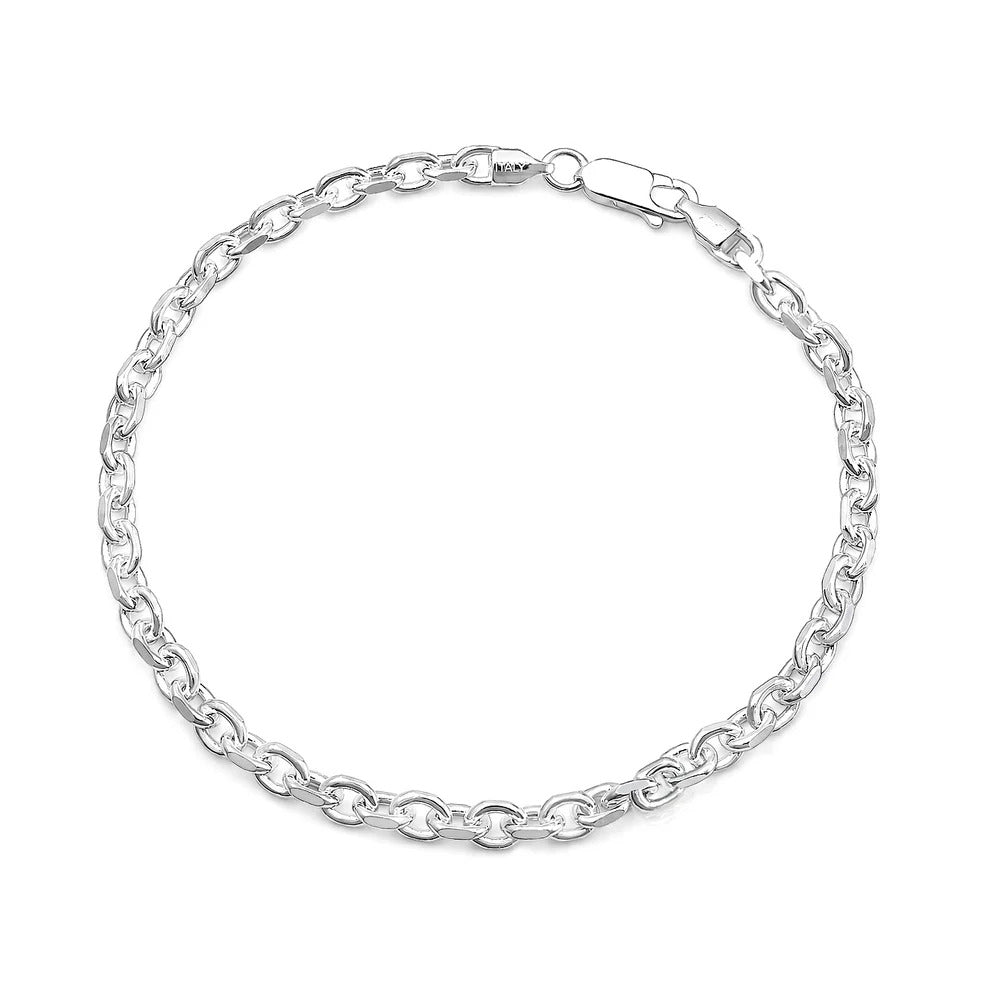 Sterling Silver Anti Tarnish 120 Flat Edge Anchor Bracelet