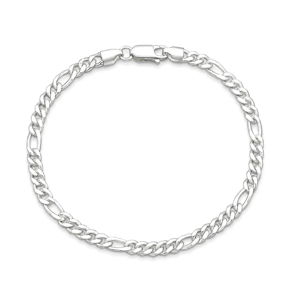 Sterling Silver Anti Tarnish 120 Figaro Bracelet