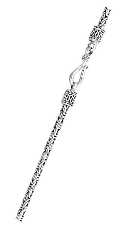Sterling Silver Oxidized 2.5mm Bali Necklace