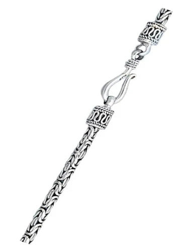 Sterling Silver Oxidized 3mm Byzantine Bali Necklace