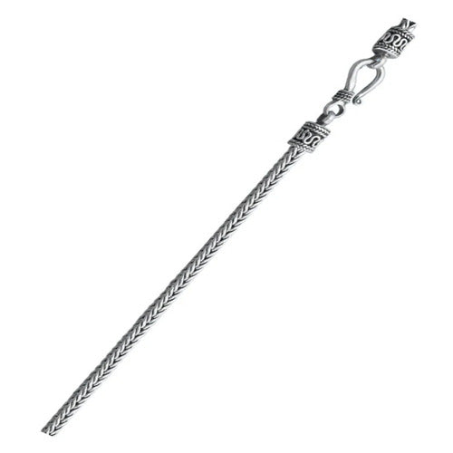Sterling Silver Oxidized 2.5mm Square Wheat Bali Chain