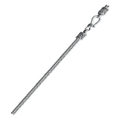 Sterling Silver Oxidized 2.5mm Square Wheat Bali Chain