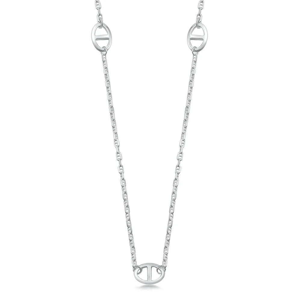 Sterling Silver Oval Connector Chain Necklace