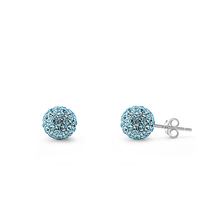 Load image into Gallery viewer, Sterling Silver Clear Swarovski Crystal Ball Push Back Stud Earrings