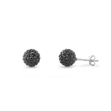 Load image into Gallery viewer, Sterling Silver Clear Swarovski Crystal Ball Push Back Stud Earrings