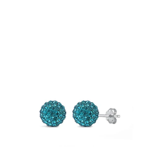 Load image into Gallery viewer, Sterling Silver Clear Swarovski Crystal Ball Push Back Stud Earrings