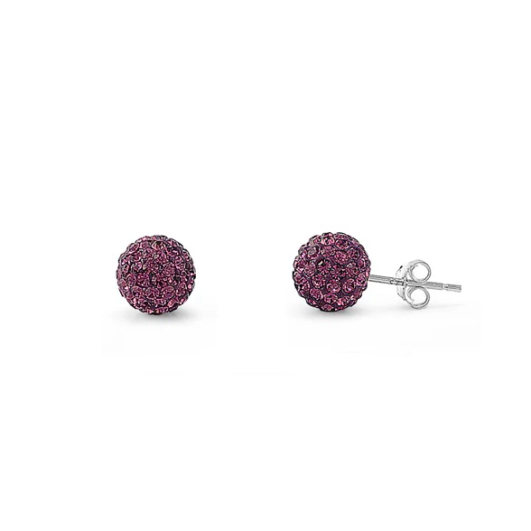 Sterling Silver Clear Swarovski Crystal Ball Push Back Stud Earrings