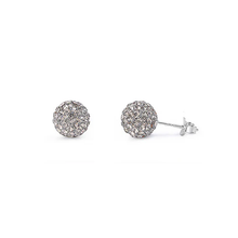 Load image into Gallery viewer, Sterling Silver Clear Swarovski Crystal Ball Push Back Stud Earrings