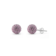 Load image into Gallery viewer, Sterling Silver Clear Swarovski Crystal Ball Push Back Stud Earrings