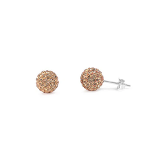 Load image into Gallery viewer, Sterling Silver Clear Swarovski Crystal Ball Push Back Stud Earrings