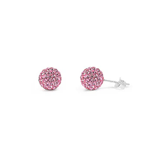 Load image into Gallery viewer, Sterling Silver Clear Swarovski Crystal Ball Push Back Stud Earrings