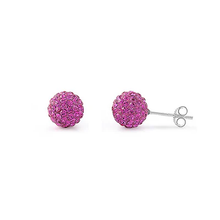 Load image into Gallery viewer, Sterling Silver Clear Swarovski Crystal Ball Push Back Stud Earrings