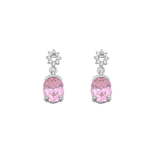 Load image into Gallery viewer, Sterling Silver Pink And Clear CZ Earrings