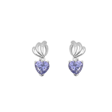 Sterling Silver Heart Tanzanite CZ Earrings