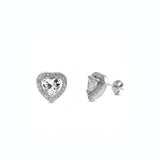 Sterling Silver Heart Clear CZ Earring