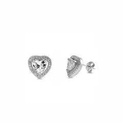 Sterling Silver Heart Clear CZ Earring