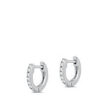 Load image into Gallery viewer, Sterling Silver Rhodium Plated 1.5mm Huggie Clear CZ Earrings-10mm