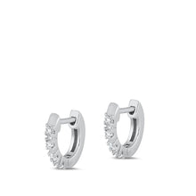 Load image into Gallery viewer, Sterling Silver Rhodium Plated 1.5mm Prong Huggie Clear CZ Earrings-10mm