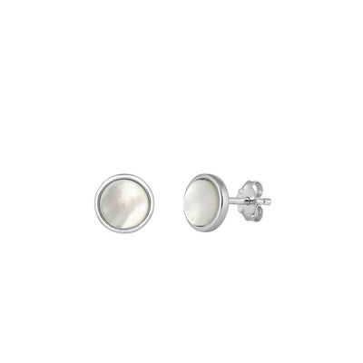 Sterling Silver Rhodium Plated Round Pearl Earrings