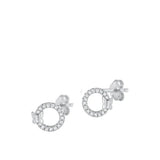 Sterling Silver Rhodium Plated Clear CZ Butterfly Earrings