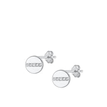 Load image into Gallery viewer, Sterling Silver Rhodium Plated Clear CZ Earrings