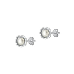 Sterling Silver Rhodium Plated Pearl Earrings